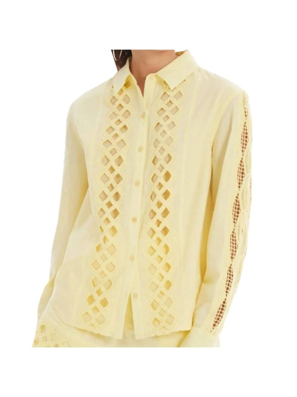 Allison New York Eyelet Nina Shirt in Butter Yellow Size Extra Large New